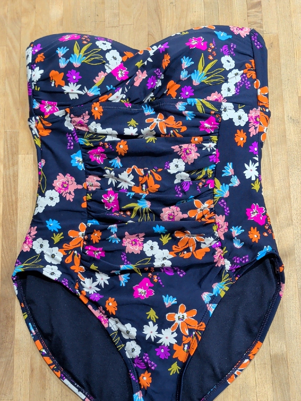 Anne Cole Navy One-Piece Swimsuit with Multicolor Floral Print